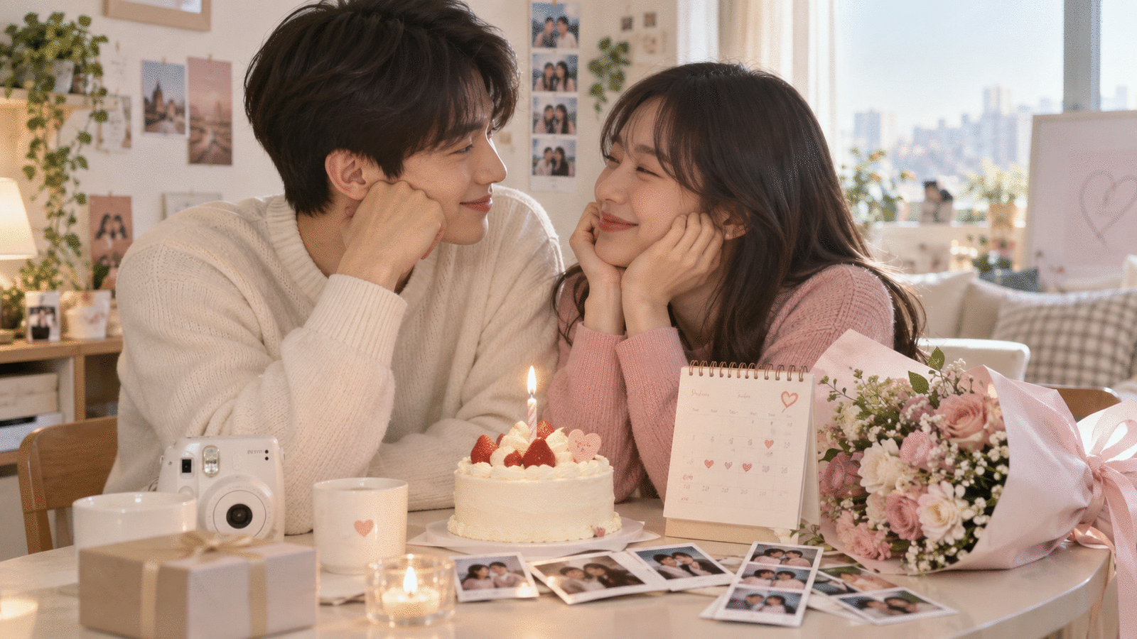 100일 200일 1주년 등 커플 기념일을 축하하는 모습을 담은 이미지